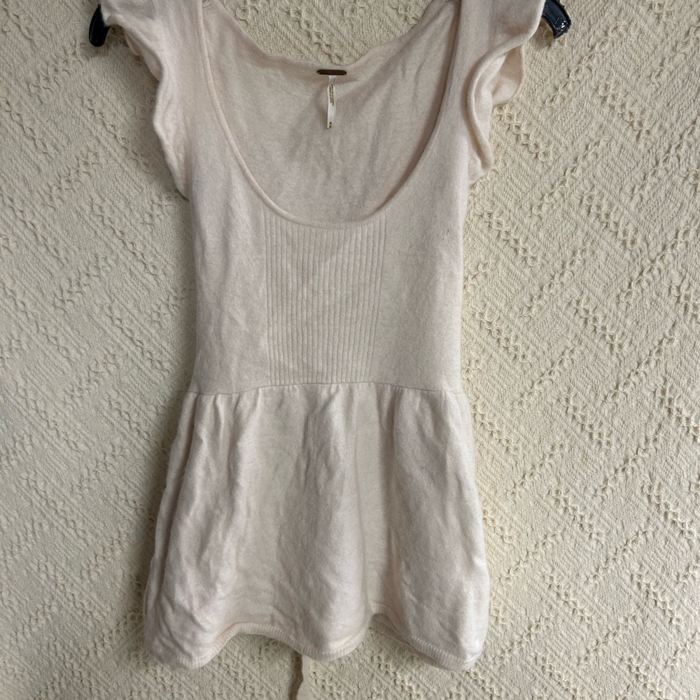 Free People Soft Cream Peplum Blouse